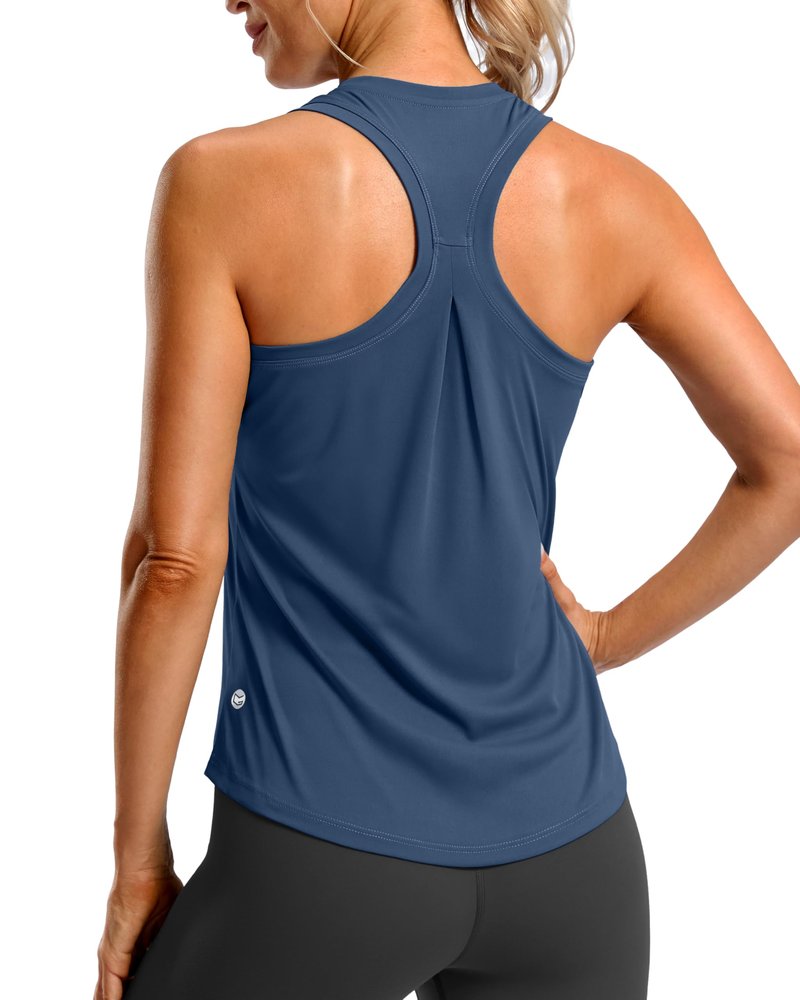 G Gradual Women's Workout Tank Tops Racerback Athletic Yoga Tops Loose Fit Sleeveless Running Gym Sports Shirts for Women(Navy,L)