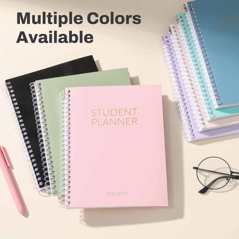 Student Planner 2026-2027, SUNEE Academic Weekly & Monthly Plan Book, Jul. 2026 - Jun. 2027, 6.5"×8.3" Middle & High School Planner, Lesson Plan Book with Week's Goals, Bookmark, Tabs, Mint Green