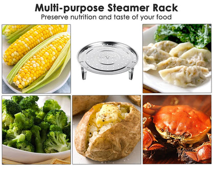DS. DISTINCTIVE STYLE Steamer Rack 304 Stainless Steel Steaming Rack Steam Tray with Removable Legs for Instant Pressure Cooker Multi-functional Steamer Basket (Silver - 22cm)