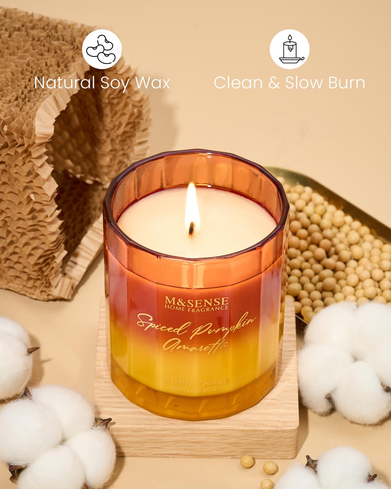 M&SENSE Spiced Pumpkin Soy Scented Candles Natural Non Toxic, 10.6oz 60 Hours Long Lasting Slow Burning Fall Scent Unique Luxury Candle Gifts Halloween Home Decor for Women Men