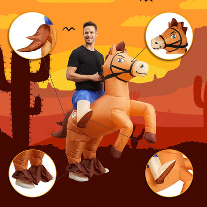 Seeds of Light Inflatable Costume Adult Horse Costumes Inflatable Horse Riding Costume Cowboy Blow Up Halloween Costume for Men Women Party