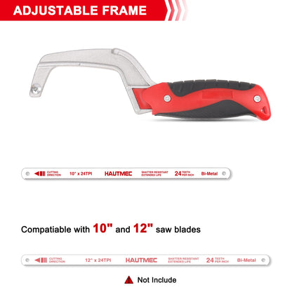 HAUTMEC Mini Hacksaw Small Hand Saw for Wood Metal Plastics Cutting Professional Hack Saw With 1 Pcs Bimetal Hss Blade, Especially Cuts In Tight Hard-Reach Spaces HT0035-PL