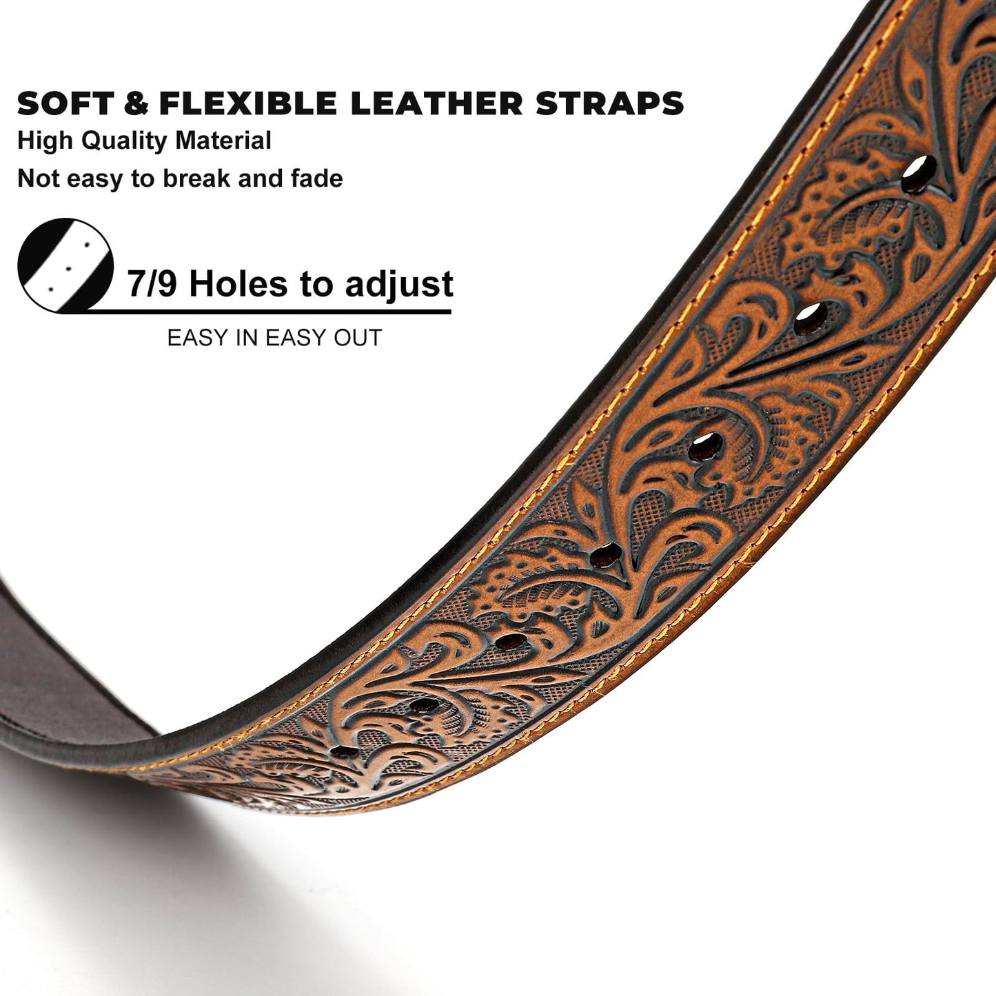Western Leather Buckle Belt for Men Women Cowboy Cowgirl Mens Leather Belt for Jeans Christmas Hallowmas Men's Belt present