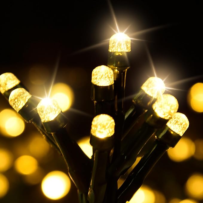 ULG Upgraded 2-Pack 186FT 500 LED Christmas String Lights, Extendable Waterproof Fairy Lights with Memory Function, 8 Modes, Bubble Bulbs, Warm White, Adapter Included for All Decor