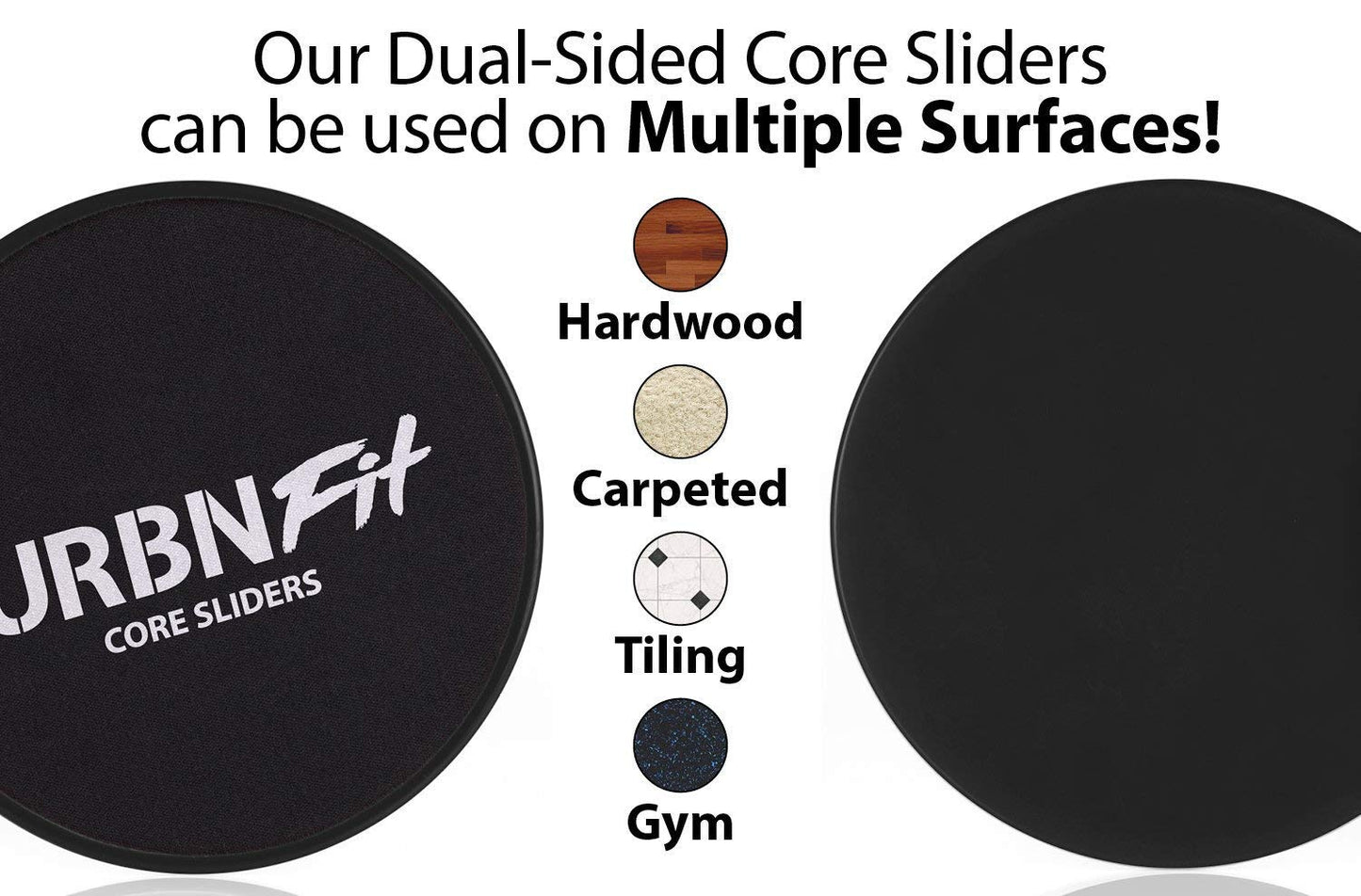 Gliding Discs Core Sliders - Dual Sided Exercise Disc For Smooth Sliding On Carpet And Hardwood Floors - Gliders Workout Legs, Arms Back, Abs At Home or Gym or Travel - Fitness Equipment (black)