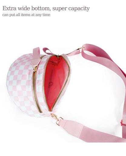 Spacious Checkered Nylon Crossbody Bag Bum Bag Checkered Handbags Wallets for Women
