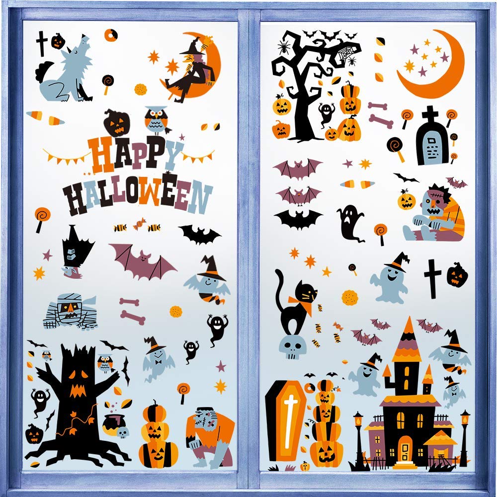 CCINEE Halloween Window Stickers - 10 Sheets Window Clings Decals for Party Decoration, Indoor & Outdoor Home Decor