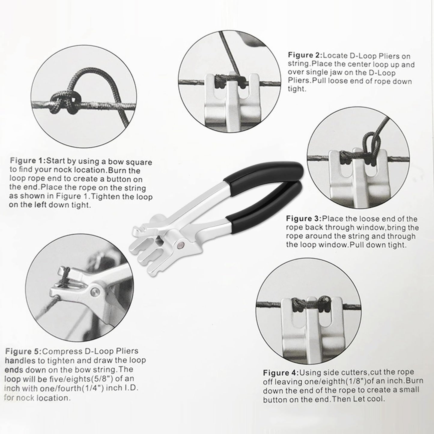 Archery D Loop Pliers for Compound Bow, Bow Press Tools Accessories Bowstring D Ring Install Tool Nocking Point Pliers Archer Making Installing Adjusting Clamping Hunting Repair Comfort Grip Handle