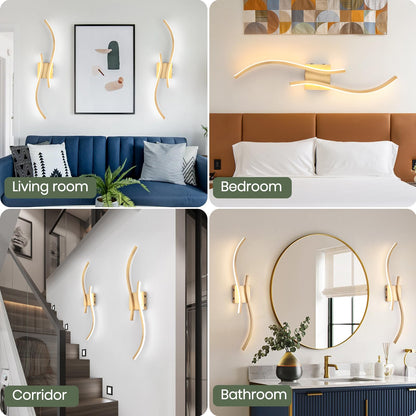 CANEOE Battery Operated Wall Sconces with Remote Control,10000mAh USB Rechargeable Gold Wall Light,3000K-6000K LED Wireless Wall Lamp for Bedroom,Hallway,Background Wall,31.5inch,1 Pack