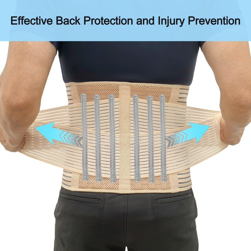 Back Brace for Men & Women - Lumbar Support Belt for Lower Back Pain Relief | Breathable Mesh, Beige-S
