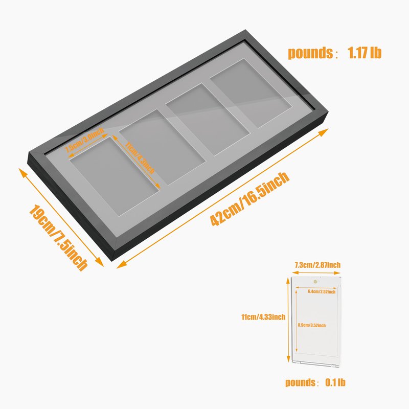 Neetbu 4 Grids Lockable Wall Mount Display Case for Baseball/Sports Cards Collectibles UV Protected Dustproof Frame with Clear Acrylic Design, Ideal for Hockey Trading Cards (Black)