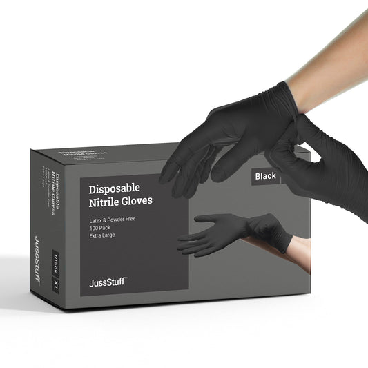Black Nitrile Gloves X Large, 100 Gloves Disposable Latex Free Powder Free - Food Safe Gloves, Cooking, Cleaning, Beauty Salon, Home and Industrial