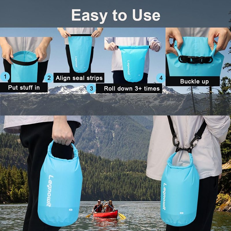 Legnowit Dry Bag, 3 Pack/5 Pack Waterproof Lightweight Small & Large Dry Sacks for Outdoor Camping, Backpacking, Kayaking, Boating, Travel and More