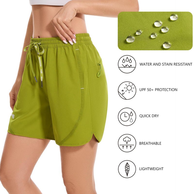 BASSDASH Women’s 5” Fishing Shorts UPF 50+ Water Resistant Quick Dry Athletic Hiking Shorts with Pockets FP05W