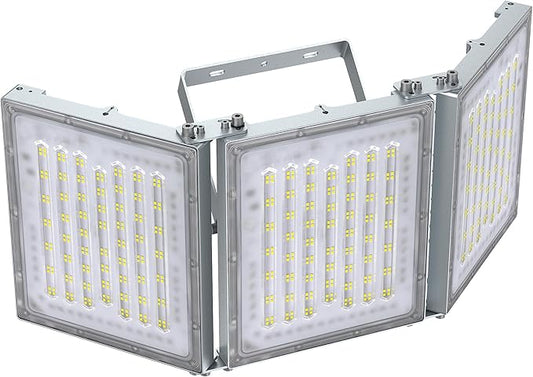 STASUN 600W LED Flood Light, Mini Series Stadium Light, 60000LM 6000K Daylight White, IP66 Waterproof, 3 Adjustable Panels, Outdoor Sports Lighting for Basketball Court, Parking Lot, Baseball Field