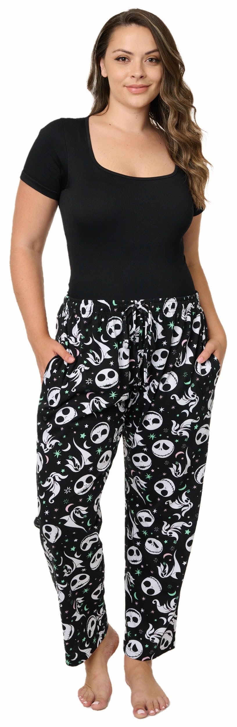 Disney Womens Lounge Pants Pajama Bottoms AOP (Jack Skellington & Zero, 3X)