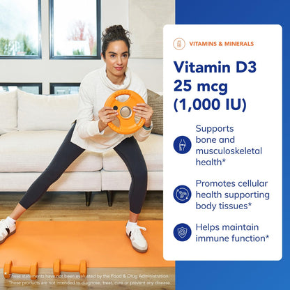 Pure Encapsulations Vitamin D3 1,000 IU - Hypoallergenic Vitamin D Supplement - Immune System, Bone and Muscle Function Support - 120 Capsules