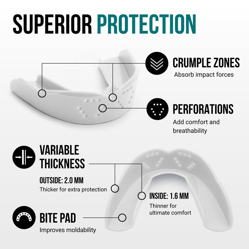 SISU 3D Mouthguard, Snow White with Case - Pre-Formed, Easy Fit Protection for Lacrosse, Football, Hockey, Team Sports - Adult Fit - Remoldable Up to 20 Times - Works for Braces - Non Toxic