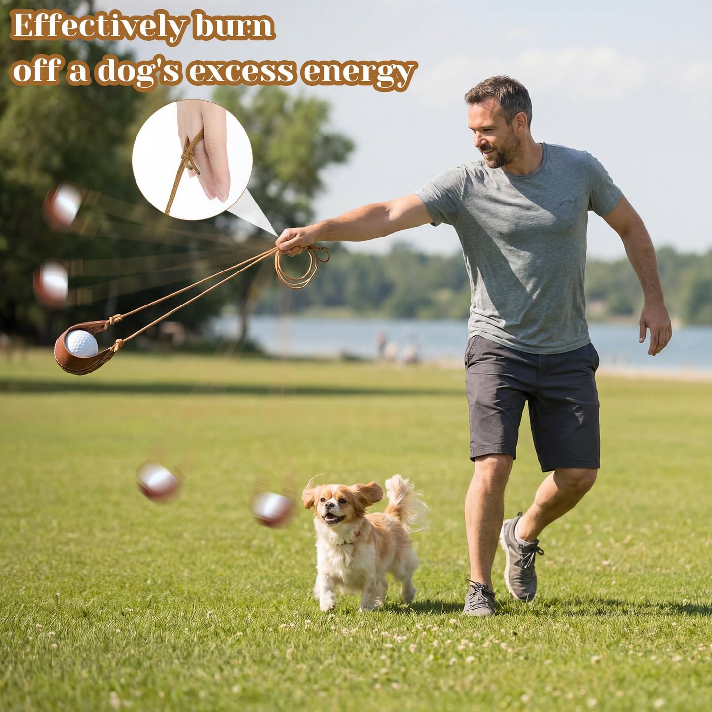 Teyva Daily 2pcs Leather Shepherd Sling Handmade Paracord Shepherds Old Fashioned Slingshot Tennis Ball Thrower for Outdoor Sports Recreation(Breathable Fold,Brown)