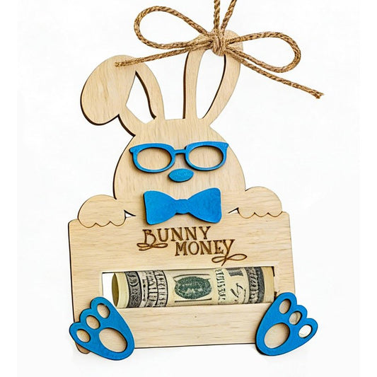 Easter Bunny Money Holder for Cash Gift,Cards Holder Basket Tag,Stuffers for Toddler,Kids,Teens,Gifts for Baby Boy,Girl,Grandchildren,Easter Basket Decorations (Blue)