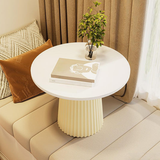JRUNLE Wood Plant Stand Side Table,Round Drink Table with PP Base for Small Space Living Room Bedroom(17.72 * 12.6in, B)