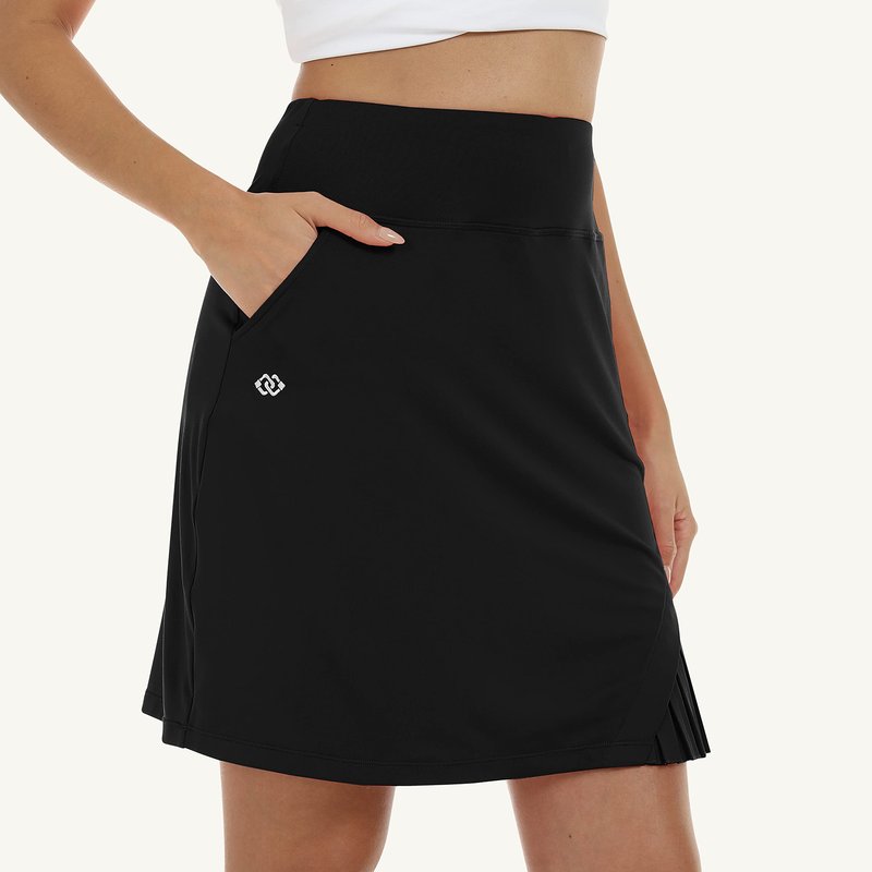 MoFiz Women's 20" Knee Length Golf Skorts Athletic Skirts Summer Casual Active Workout Sports Tennis Skirt with 4 Pockets Black XS