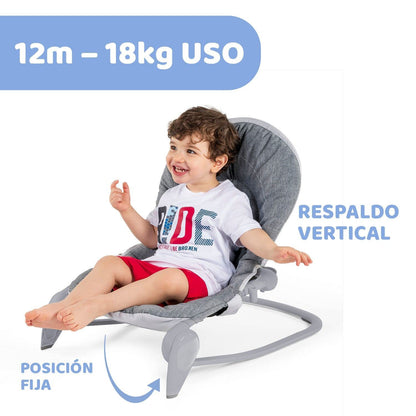 Chicco Hoopla Hammock with Play Bow Rocking System and Reducer 0-18kg Denim Grey (Titanium)