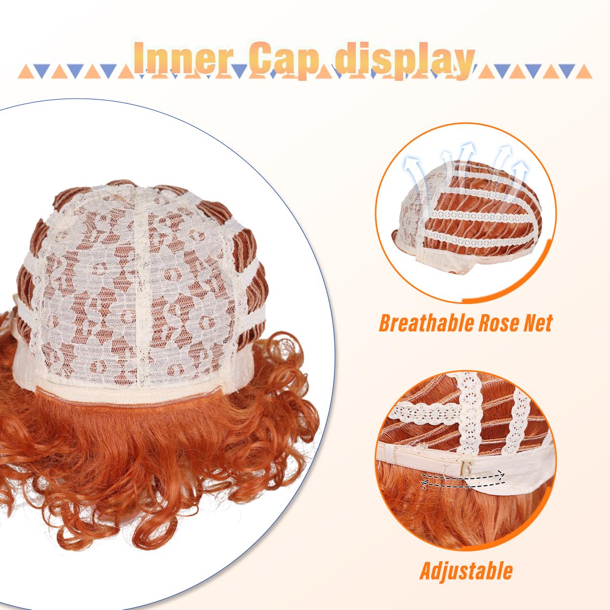 ColorGround Short Fluffy Curly Orange Red Cosplay Wig Women Costume for Halloween