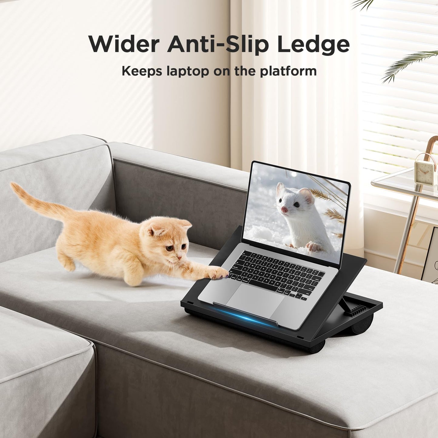 Adjustable Laptop Stand with 8 Angles - Dual Cushion Desk for Sofa, Bed, Car or Work Table by HUANUO