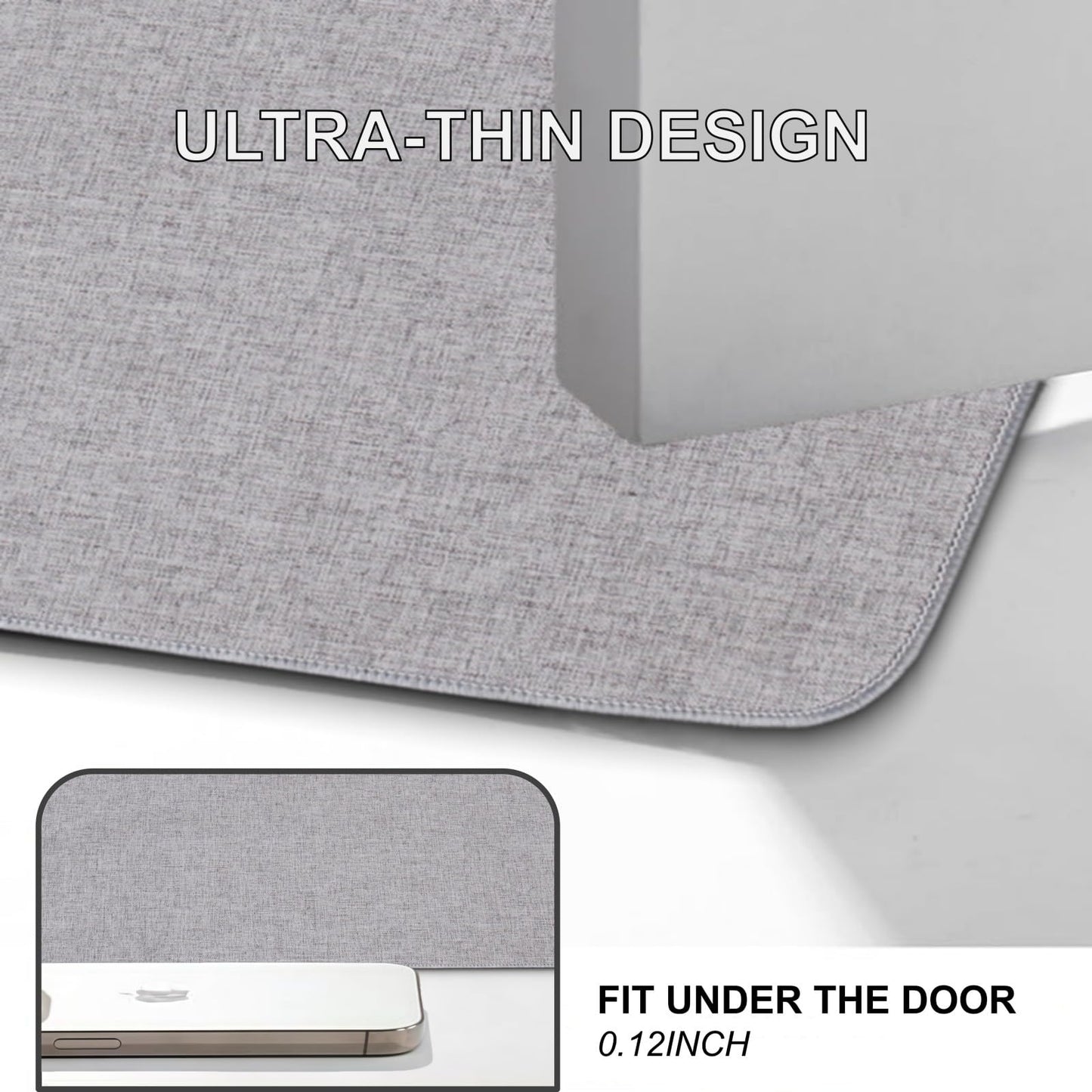 LYGLIGH 1/10 Inch Ultra Thin Indoor Door Mat, Long-Lasting & Maximum Non-Slip Rubber Backing, Washable & Stain-Resistant Entryway Mats with Powerful Dirt Trapper for Various Entrance, 29''X17'', Gray