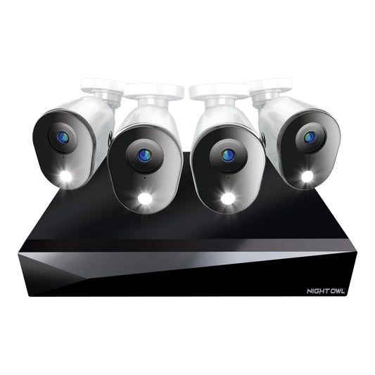 Night Owl 2K (4MP) Wired Home Security Camera System, 8-Channel DVR with 4 Indoor/Outdoor Cameras, 64GB microSD Storage, Motion Alerts, Remote Viewing, No Monthly Fees
