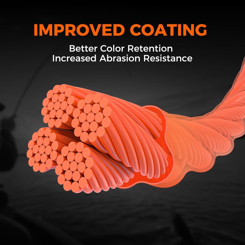 KastKing Destron Braided Fishing Line, Orange, 4 Stands, 50LB, 150Yds