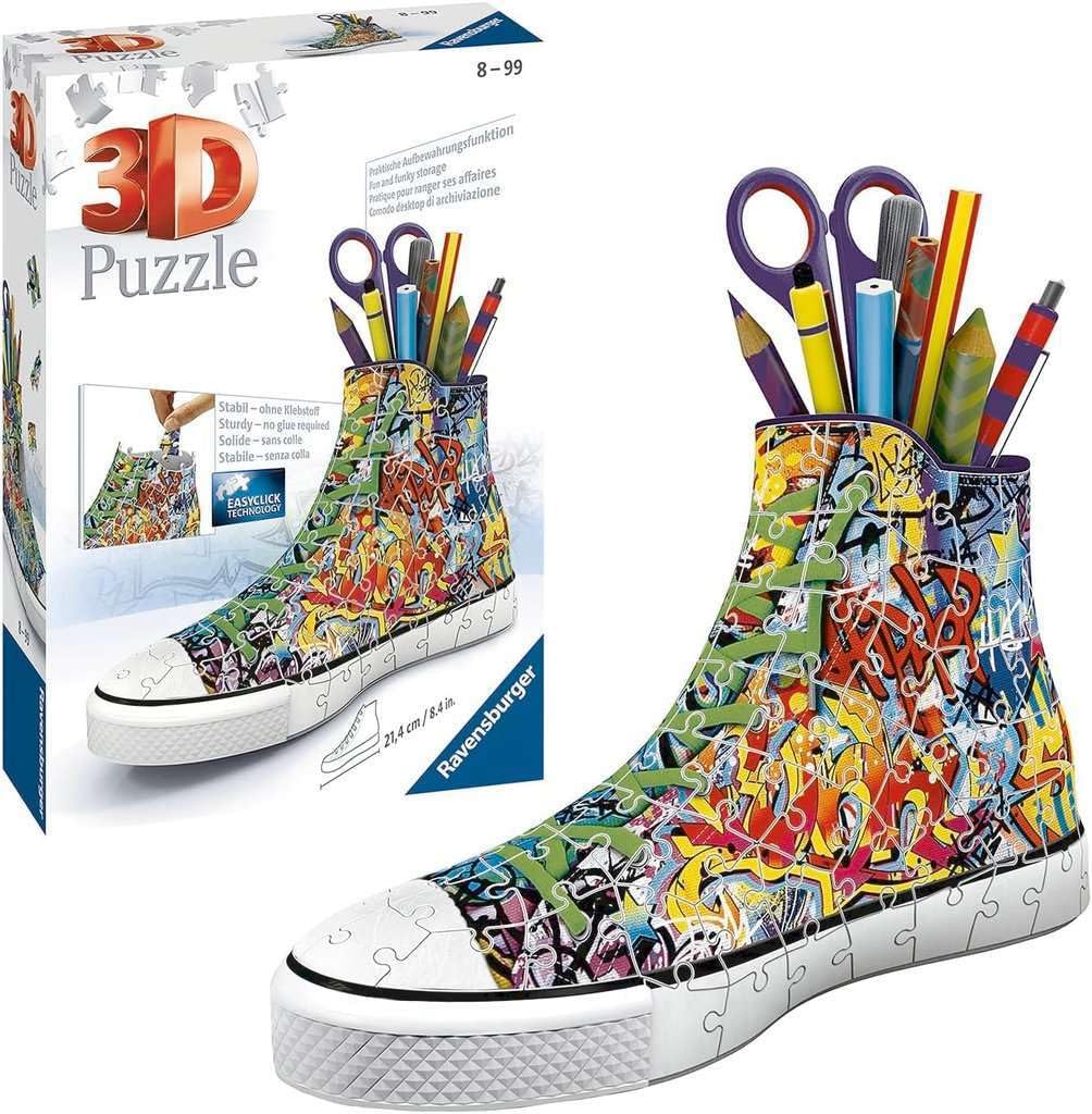 Ravensburger Graffiti Shoe 3D Jigsaw Puzzle for Kids Age 8 Years Up - 108 Pieces Pencil Pot - No Glue Required