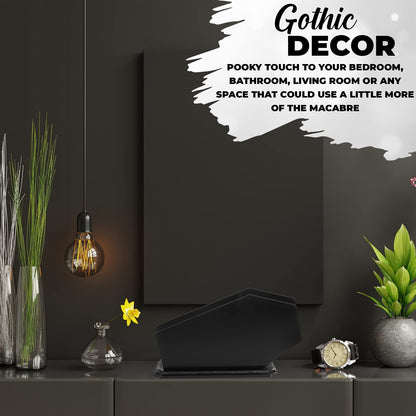 CEFRECO Coffin Brush Holder - Gothic Wooden Makeup Organizer for Vanity - Spooky Halloween Decor for Bathroom, Living Room or Bedroom - Witchy Gifts for Women -Black - 11x6x4 Inches