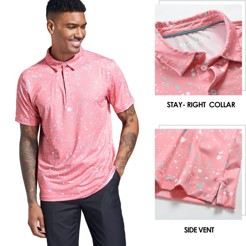 Ephemoca Men's Performance Dry Fit Golf Shirt, Quick-Dry Short Sleeve Polo, Moisture Wicking Red L