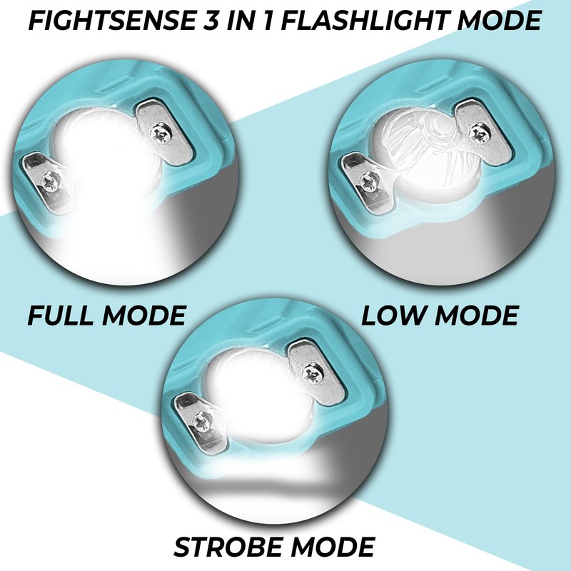 FIGHTSENSE Flashlight Stun Gun for Self Defense – Rechargeable Stun Gun for Women – Compact & Powerful Self Defense Flashlight (Cyan)