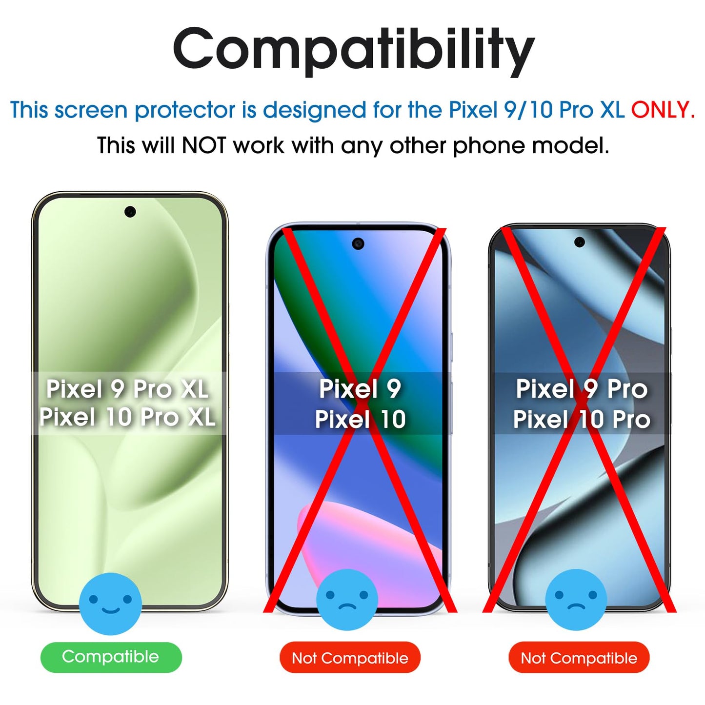amFilm Designed for Google Pixel 10 Pro Pixel 10 / 9 / 9 Pro 6.3" Screen Protector: 2025/2024 Tempered Glass, Ultrasonic Fingerprint Compatible, Easy Installation Frame, Anti Scratch, Bubbles-Free,3 Pack