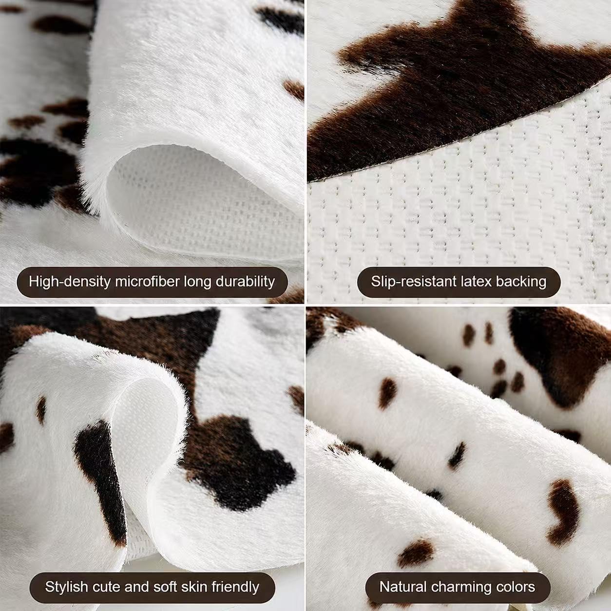 Faux Cowhide Rug, Cute Cow Print Rug for Western Decor, Non-Slip Animal Area Carpet for Bedroom Living Room, Western Party Decorations, 3.6 x 2.5 FT (43 x 30 Inches)