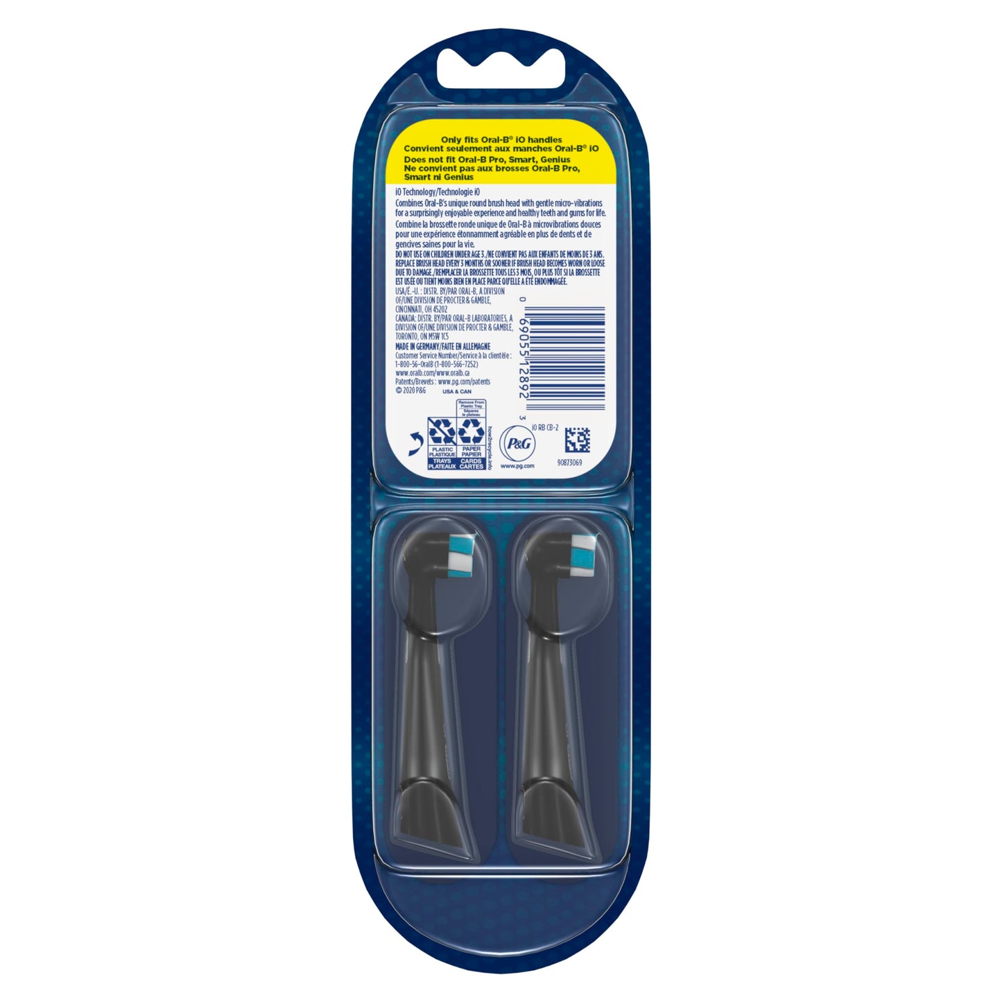 Oral-B iO Series Ultimate Clean Electric Toothbrush Replacement Brush Heads for an Oral-B Electric Toothbrush, 2 count, White