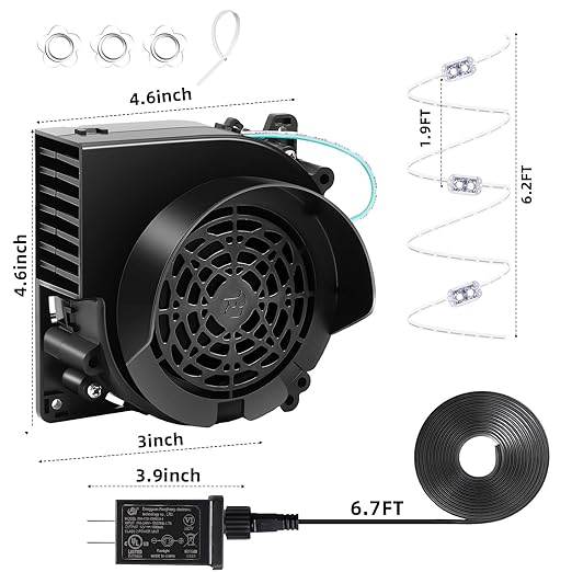 Replacement Inflatable Fan - 12V 1.0A Blower with 12V 1.5A Adapter and 3 LED Lights for Halloween Outdoor Christmas Holiday Inflatables Fan Blower (Adapter Blower with 5 LEDs)