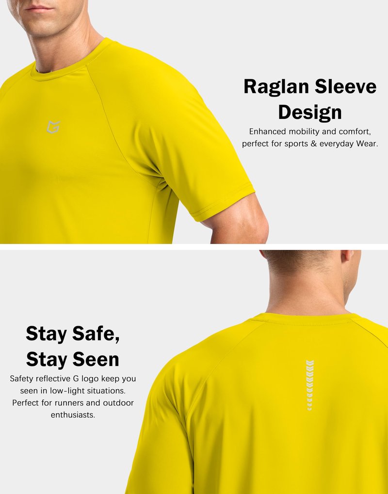 G Gradual Men's Athletic Workout T-Shirts Moisture Wicking Cooling Running Shirts Short Sleeve Performance Tee for Gym Tennis(Yellow,XXL)