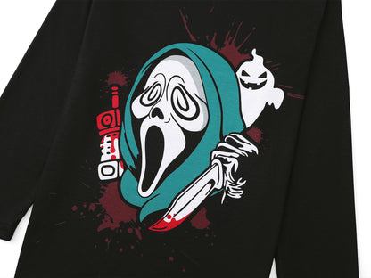 Beezizac Cool Holiday Pajama for Boys - Screaming Ghost Pull-on Long Sleeves & Pants Set 2-PC Soft PJ Kids Size 12