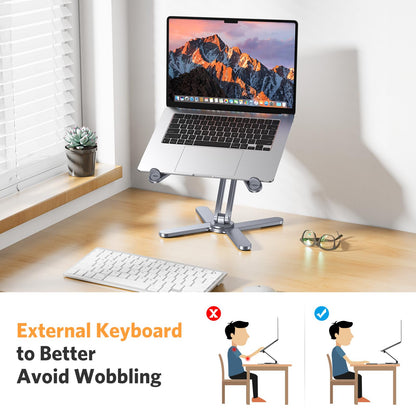 OMOTON 360° Rotating Laptop Stand Riser for Desk, Ergonomic Foldable Computer Stand Adjustable Height Angles for Collaborative Work, Easy Storage Fit Macbooks,All Laptops up to 16 inches, Silver