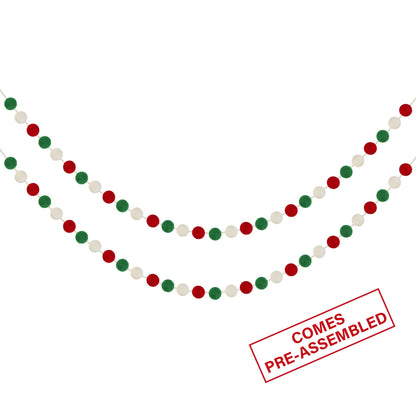 60 Balls Christmas Felt Ball Garlands - Christmas Decorations - Christmas Pom Pom Garlands for Christmas Tree- Xmas Holiday Indoor Outdoor Home Office Hanging Decor - Xmas Decorations- 25mm