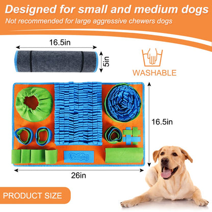Vivifying Snuffle Mat for Dogs, Interactive Feeding Game for Boredom and Mental Stimulation, Dog Feeding Mat Encourages Natural Foraging Skills and Slow Eating
