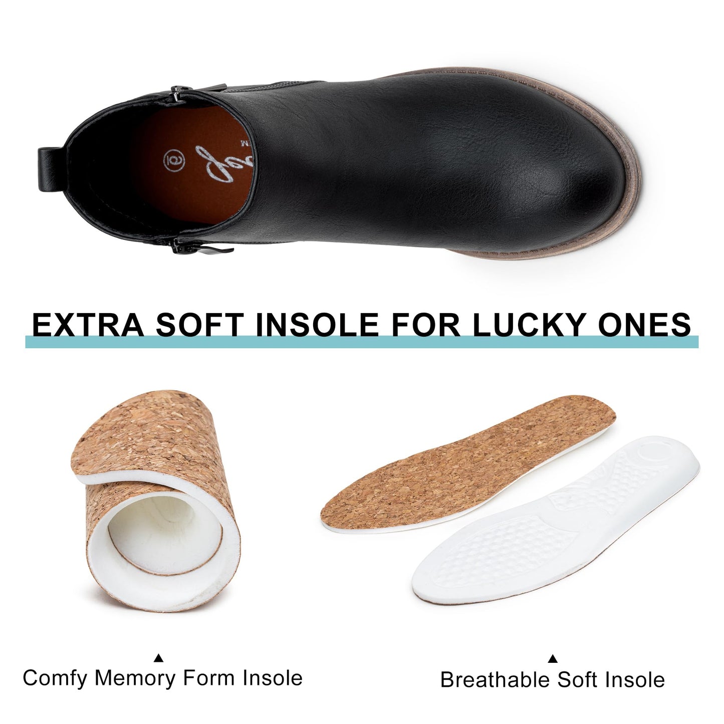 Jeossy Women's Black Ankle Boots, Classic Low Heeled Short Booties, 905 - Black Pu, Size 11 US - Casual Comfortable Boots (DJY905 Black 11)