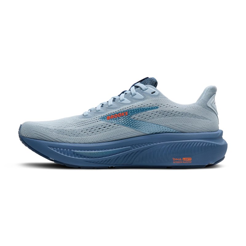 Brooks Men’s Ghost 17 Neutral Running Shoe - Skyway/Moonlight/Orange - 8.5 Medium