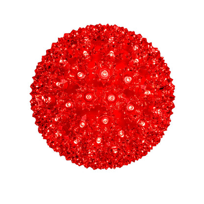 Novelty Lights LED 7.5in 100 Light Starlight Sphere, Red, Large Ornament Ball Light, 5ft Hanging Cord with S Hook, 12ft Power Cord with Stackable Plug, Commercial Grade