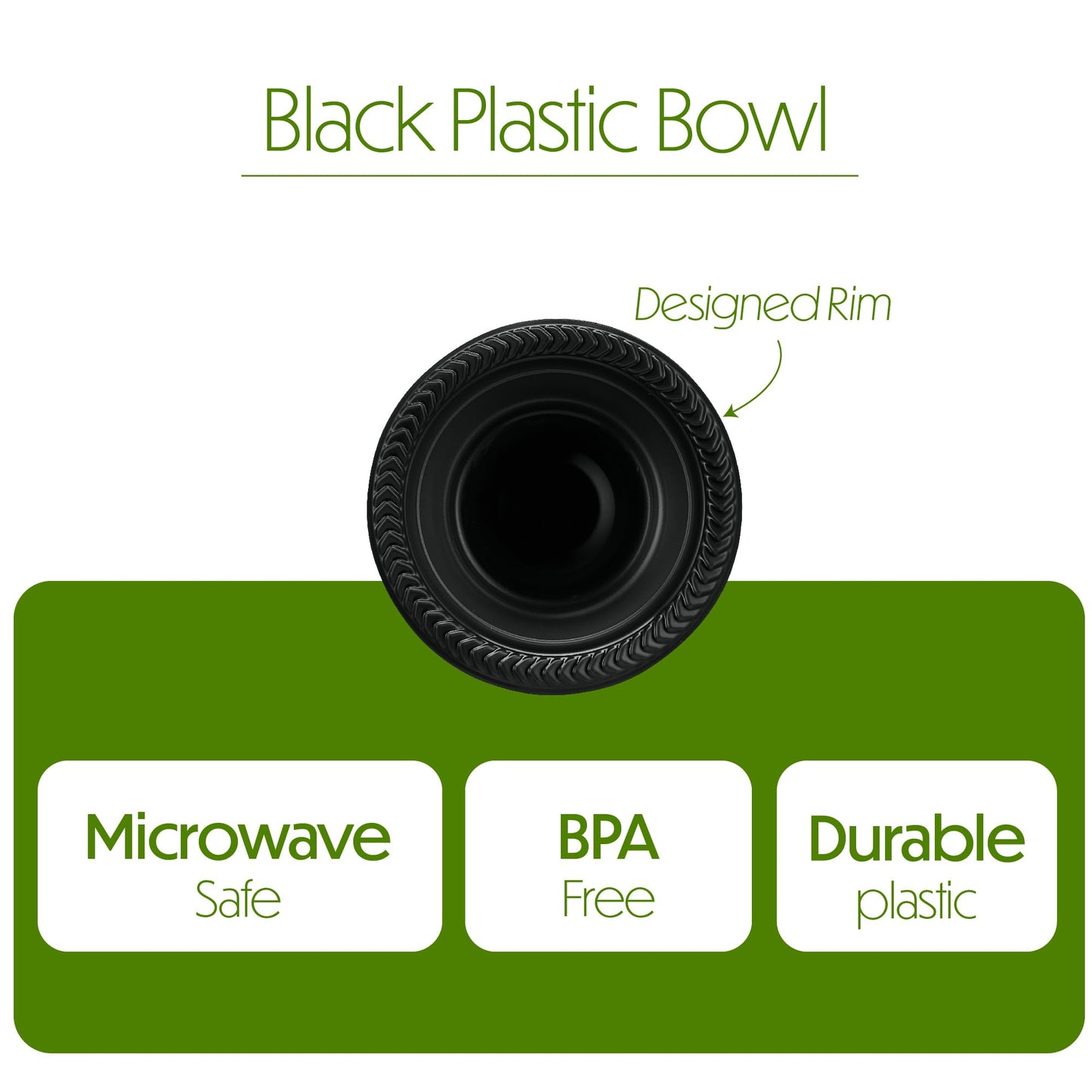 PLASTICPRO 100 PCS Black Plastic Bowls Light Weight 5 oz Small Plastic Soup Bowls Black Salad Dessert Plates Disposable for Party and Wedding