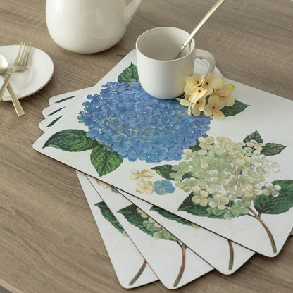 Benson Mills Cork Placemats Set of 4, Thick Cork Place Mats for Kitchen and Dining Tables, Easy Clean Table Mats (12" x 16" Rectangular Set of 4, Hydrangea Floral)